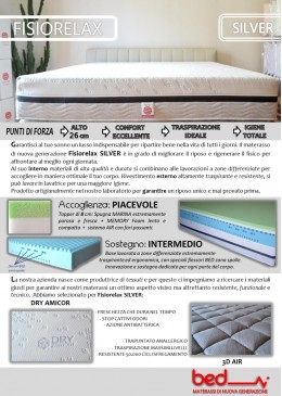 BED RELAX SILVER il materasso memory di nuova generazione che RESPIRA